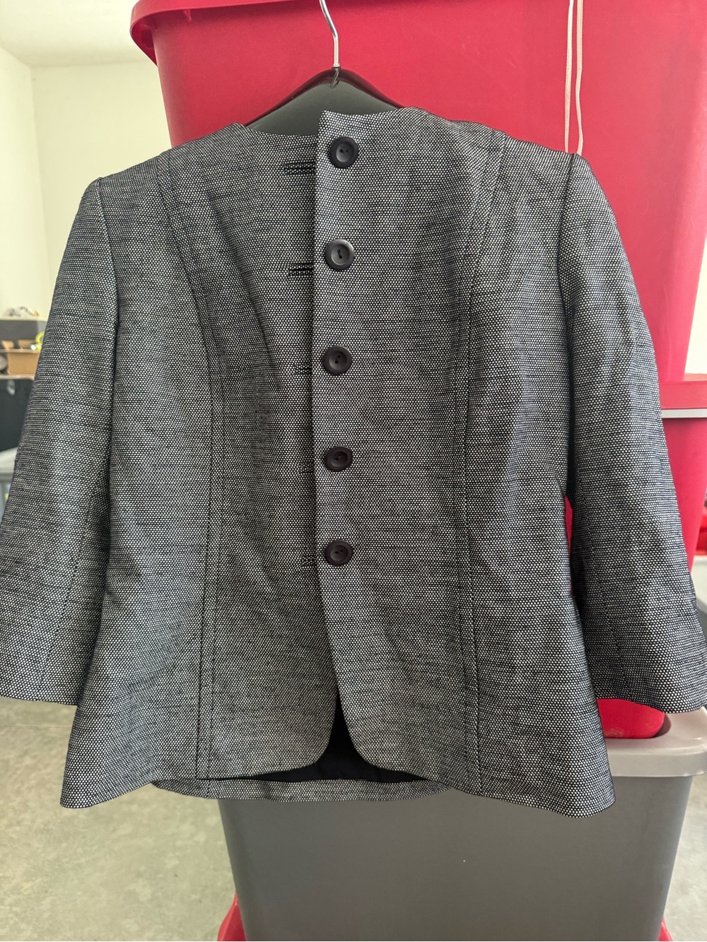 Women's Gray Textured Button-Front Jacket m50